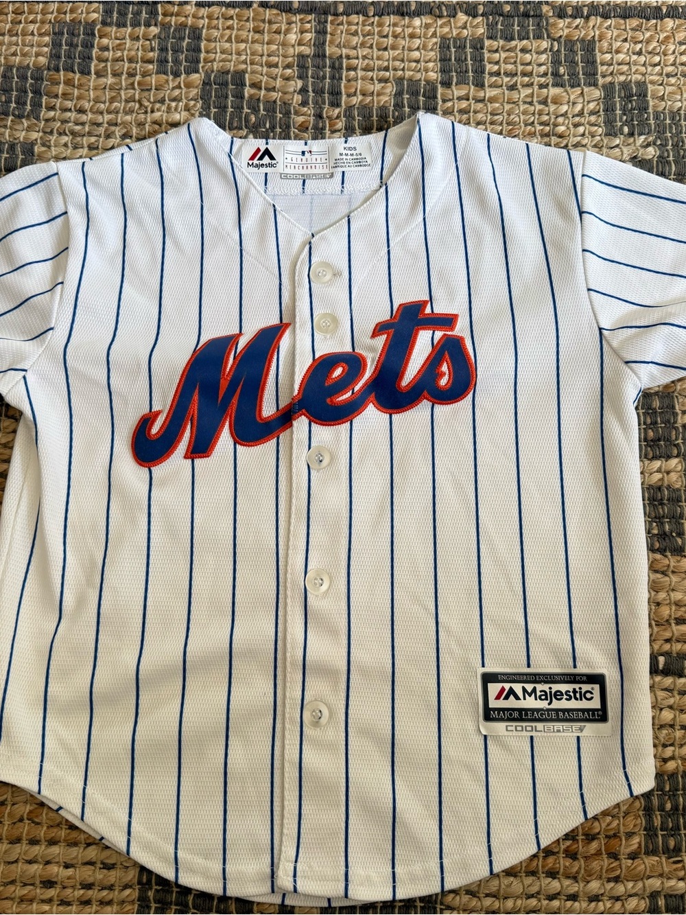 Majestic New York Mets Home White Pinstripe Kids Jersey size 5-6
